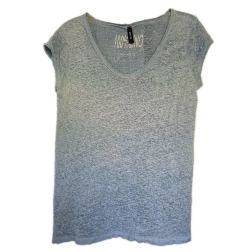 Venti6 Italy Women's Short Sleeve V-Neck Tee in Blue - Sz Small